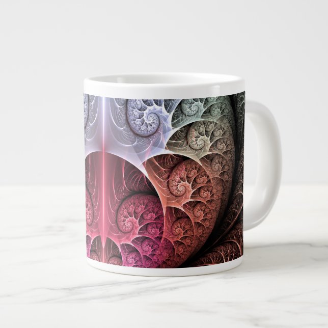Grande Tasse Heartbeat, Abstrait surreal Imaginaire Fractal Art (Devant droit)