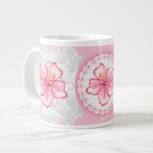 Grande Tasse Hibiscus & dentelle PINK