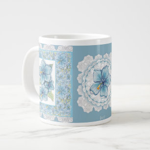 Grande Tasse Hibiscus & dentelle TURQUOISE