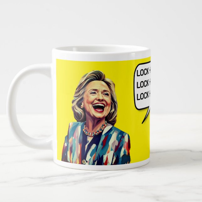 Grande Tasse Hillary Drôle Dit Verrouiller Trump (Gauche)
