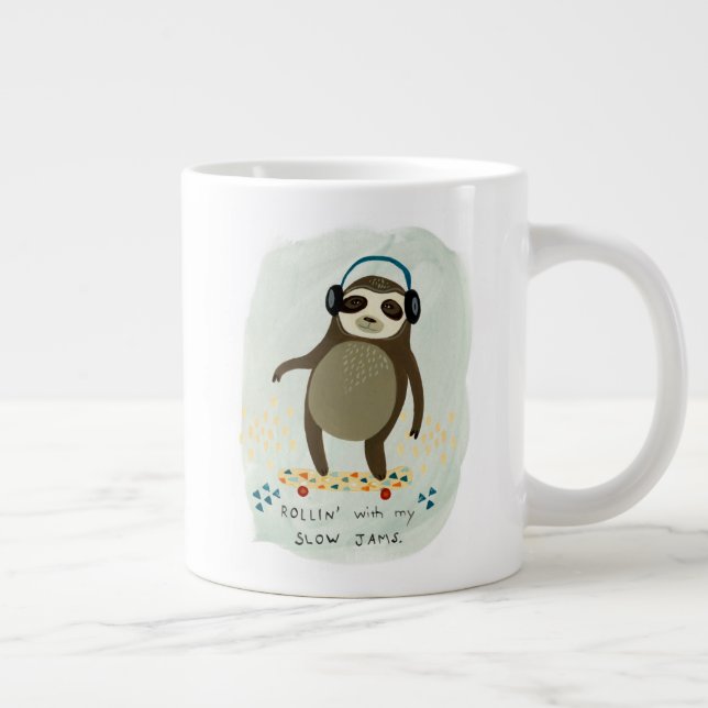 Grande Tasse Hipster Sloth | Rollin' Avec Mes Jams Lents (Droite)