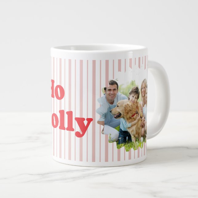 Grande Tasse Ho Ho Ho Holy Jolly Christmas Striped (Devant droit)