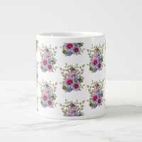 Hollyhocks et fleurs bleues avec bourdons