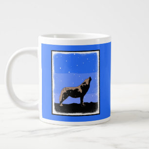 Grande Tasse Howling Wolf en hiver - Art faunique original