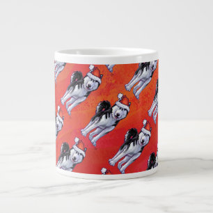 Grande Tasse Husky à Santa Hat Sur Rouge