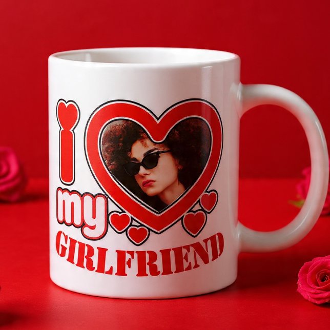 Grande Tasse I Love My Girlfriend Photo Texte personnalisé (Créateur téléchargé)