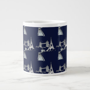 Grande Tasse Icônes du monde bleu foncé