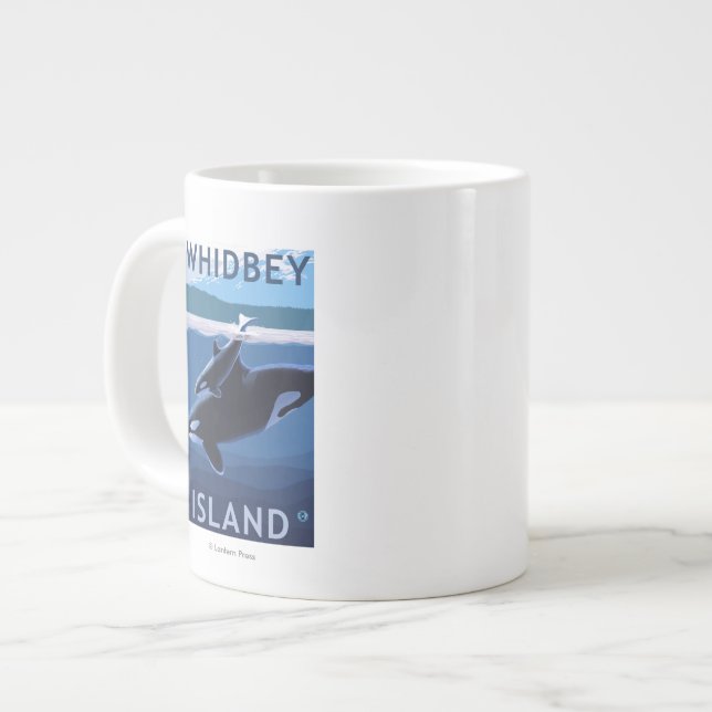 Grande Tasse Île, WashingtonOrca et veau de Whidbey (Devant gauche)