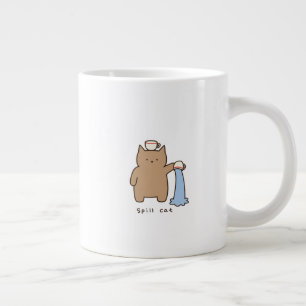 Grande Tasse Illustration de chat mignon marron qui renverse de