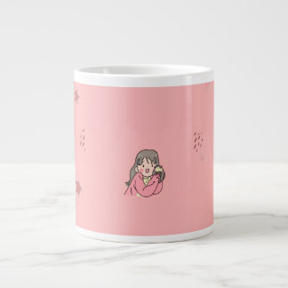 Grande Tasse Illustration de fille esthétique mignonne sur une 