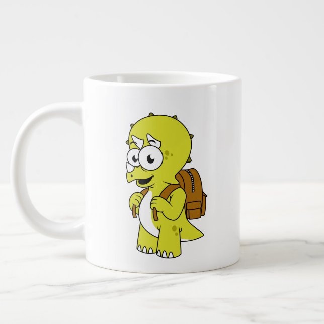 Grande Tasse Illustration De Tricératops Avec Sac À Dos. (Gauche)