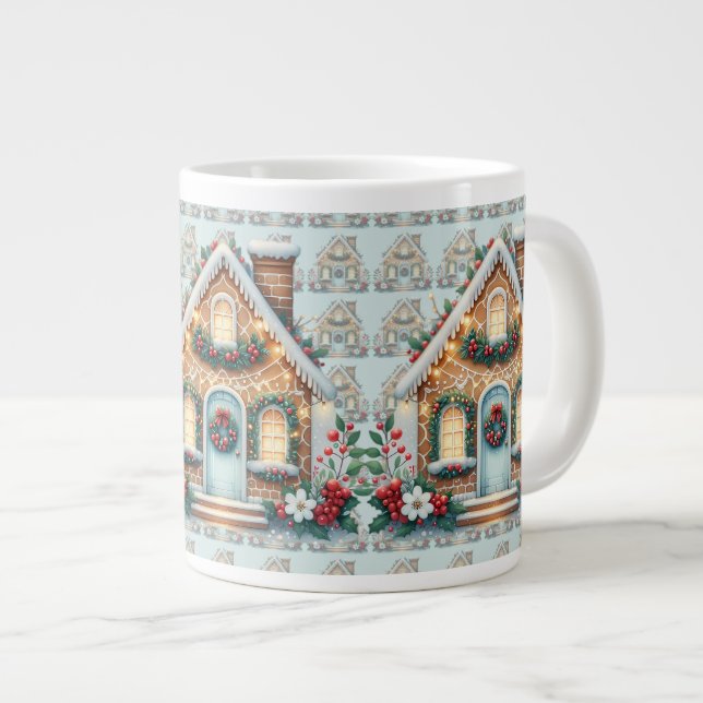 Grande Tasse Illustration de vacances de maison en pain d'épice (Devant droit)