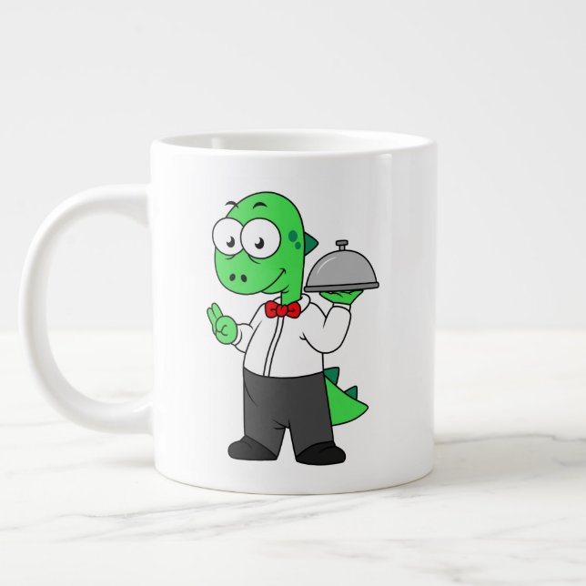 Grande Tasse Illustration D'Un Gardien Alimentaire Tyrannosauru (Gauche)