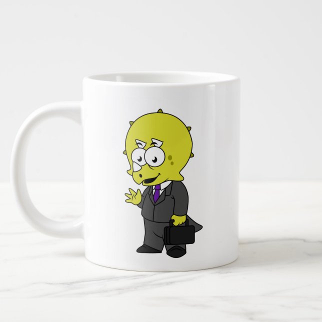 Grande Tasse Illustration D'Un Homme D'Affaires Tricératops. (Gauche)