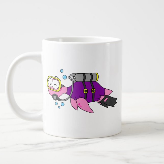 Grande Tasse Illustration D'Un Loch Ness Monster Scuba Diver. (Gauche)