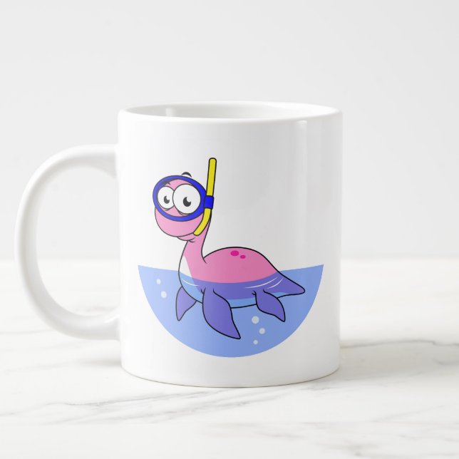 Grande Tasse Illustration D'Un Monstre De Loch Ness De Snorkeli (Gauche)