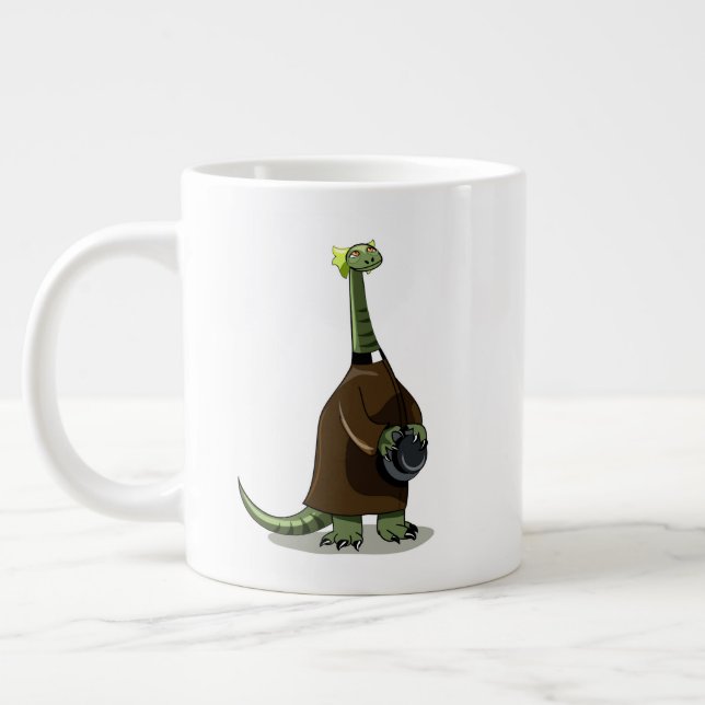 Grande Tasse Illustration D'Un Plateosaure Habillé Comme Prêtre (Gauche)