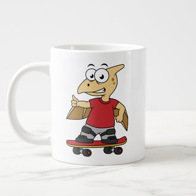 Grande Tasse Illustration D'Un Skateboard De Ptérosaure. (Gauche)