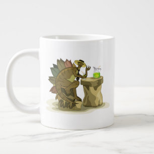 Grande Tasse Illustration D'Un Stegosaurus Qui Boit Une Boisson