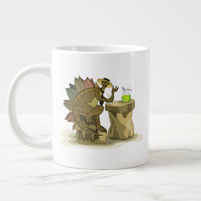 Grande Tasse Illustration D'Un Stegosaurus Qui Boit Une Boisson (Gauche)