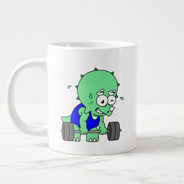 Grande Tasse Illustration D'Un Tricératops Poids De Levage. (Gauche)
