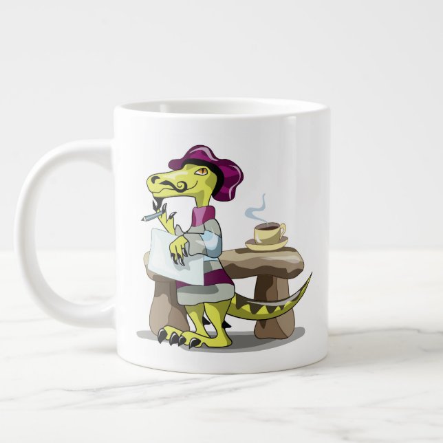 Grande Tasse Illustration D'Une Pensée De Poète Raptor Caricatu (Gauche)