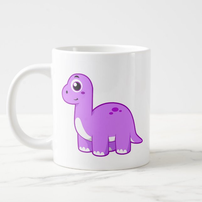 Grande Tasse Illustration Mignonne D'Un Brontosaurus Dinosaure. (Gauche)