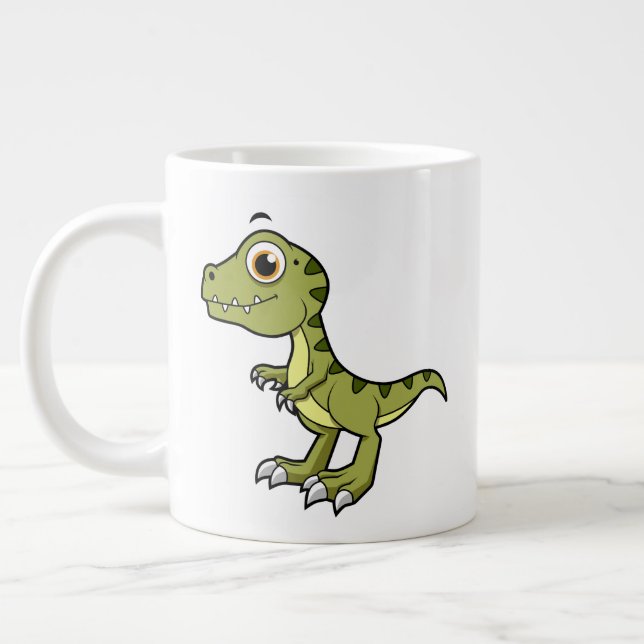 Grande Tasse Illustration Mignonne D'Un Rex Tyrannosaurus. (Gauche)