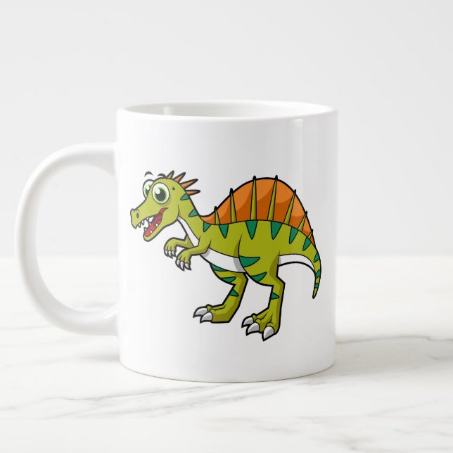 Grande Tasse Illustration Mignonne D'Un Spinosaure Souriant. (Gauche)