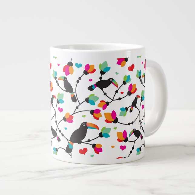 Grande Tasse illustration tropicale d'oiseau mignon de toucan (Devant droit)