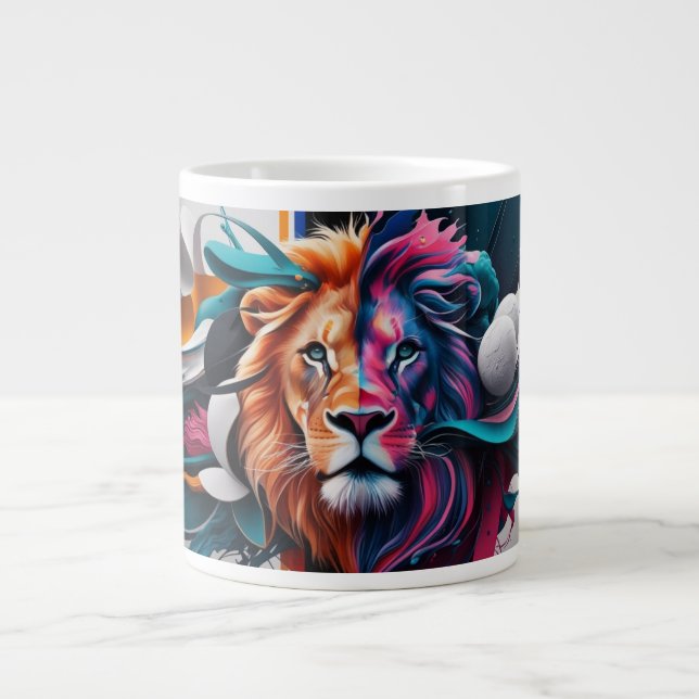Grande Tasse Images d'expressionnisme Abstrait du lion 🍺 (Devant)
