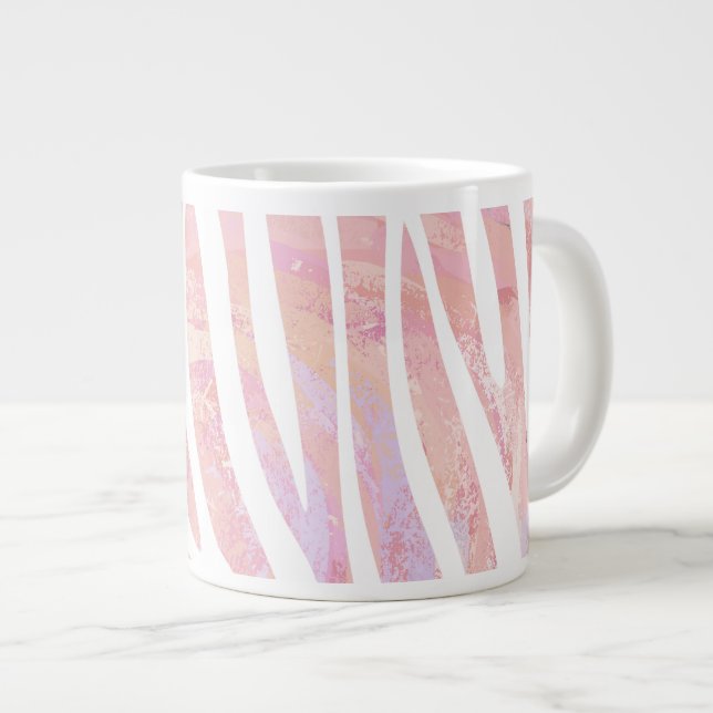 Grande Tasse Impression rose et blanc Zebra (Devant droit)