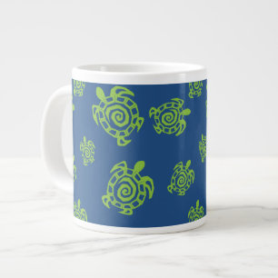 Grande Tasse Impression verte et bleue de la tortue