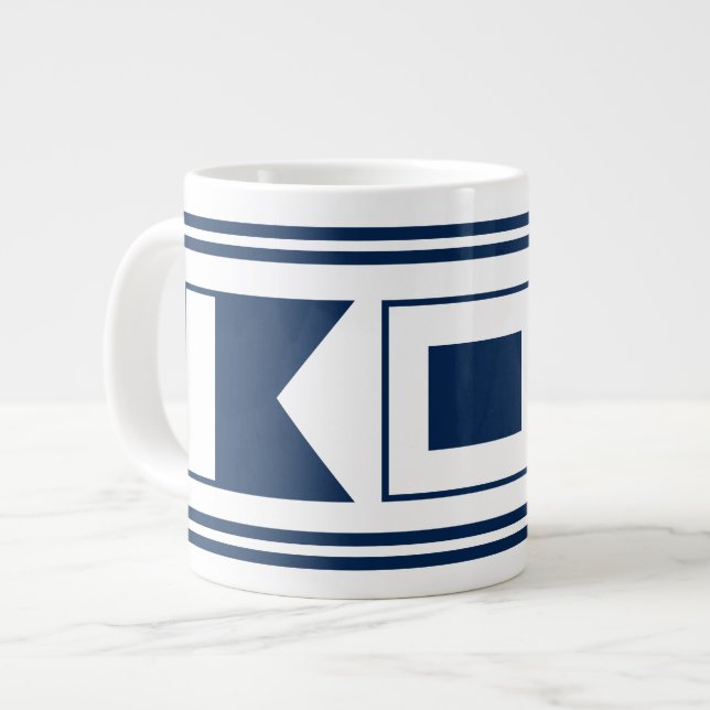 Grande Tasse Indications nautiques lettres du nom personnalisé  (Devant gauche)