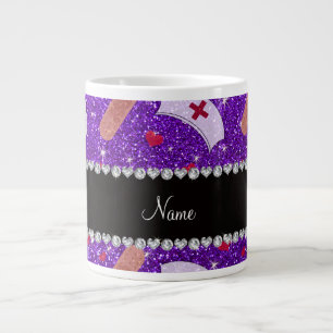 Grande Tasse Infirmière à parties scintillant violette Infirm