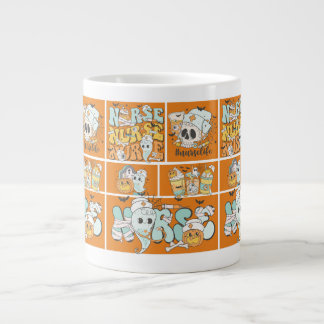 Grande Tasse Infirmière amusante Halloween Carreaux orange Basi