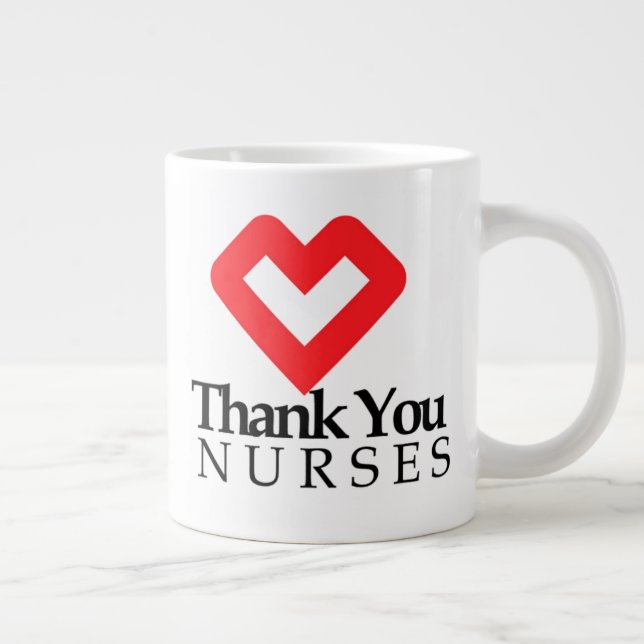 Grande Tasse Infirmières Mercis| Coeur rouge (Droite)