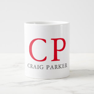 Grande Tasse Initiales en rouge clair monogramme professionnel