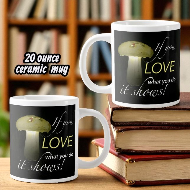 Grande Tasse Inspiration de champignons solaires en céramique b (design view on both sides of handle)