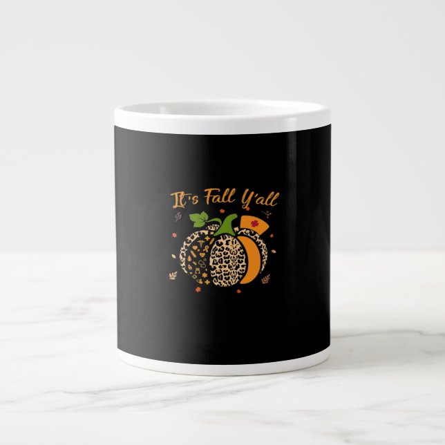 Grande Tasse It’s Fall Y’all Pumpkin Leopard Nurse Halloween  (Devant)