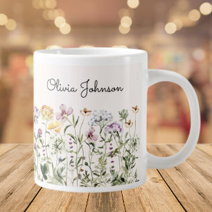 Grande Tasse Jardin de fleurs sauvages personnalisé