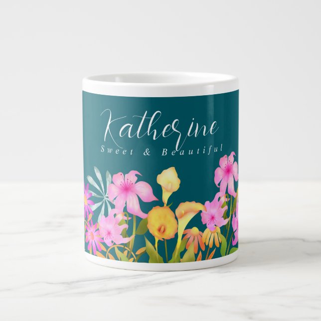 Grande Tasse Jardin Floral Turquoise (Devant)