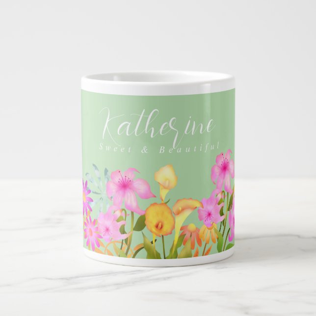 Grande Tasse Jardin Floral Vert pâle (Devant)