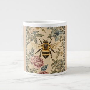Grande Tasse Jardin vintage, abeille et fleurs, abeille à miel,