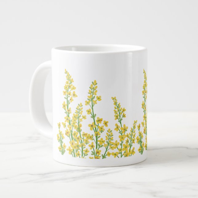 Grande Tasse Jaune Moderne Citrine Fleurit (Devant gauche)