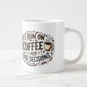 Grande Tasse Je fonctionne au café et aux mauvaises décisions M