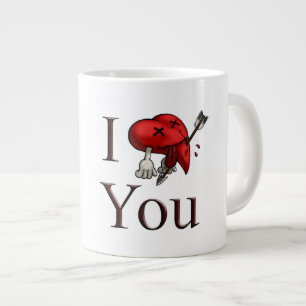 Grande Tasse Je t'aime cœur mortellement blessé avec une flèche