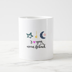 Grande Tasse Je t'aime de la lune et retour Cœur intemporel