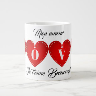 Grande Tasse Je T'Aime Mon Amour Valentin Coeur rouge romantiqu