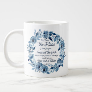Grande Tasse Jeremiah 29:11 Car je connais les Plans Floral Ble